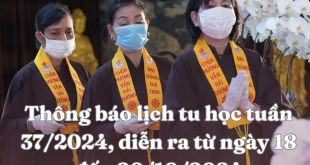 Thông báo lịch tu học tuần 37/2024, diễn ra từ ngày 18 đến 20/10/2024